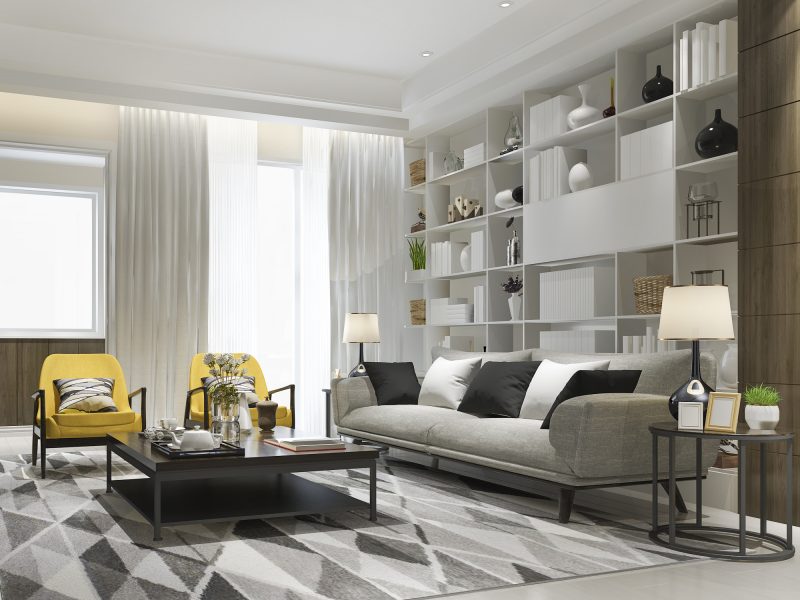 3d-rendering-loft-luxury-living-room-with-yellow-armchair-with-bookshelf
